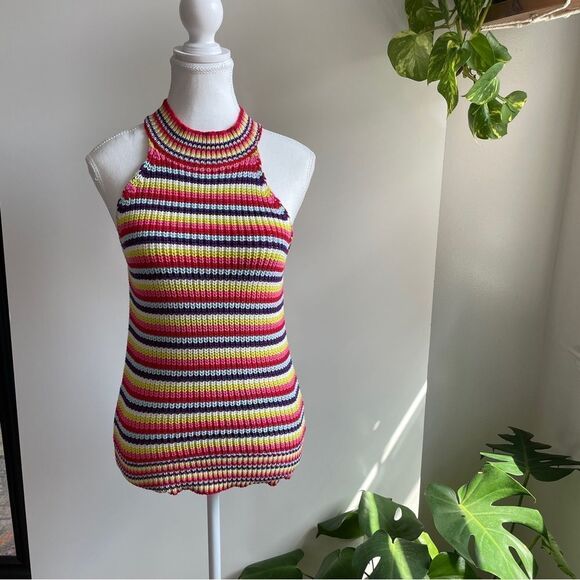 Anthropologie John + Jenn Multi Rainbow Knit Halter Percy Sweater Tank XS - Picture 9 of 10